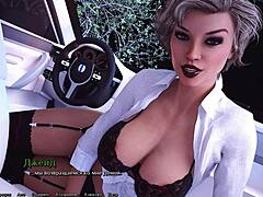 大胸部的熟女在3D色情片中手淫并吞下精液