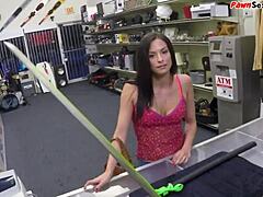 MILF gets oral and anal sex in a shop