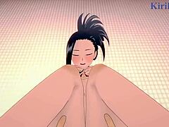 美丽的3D卡通与Momo Yaoyorozu和Kyoka Jiro来自我的英雄学院。